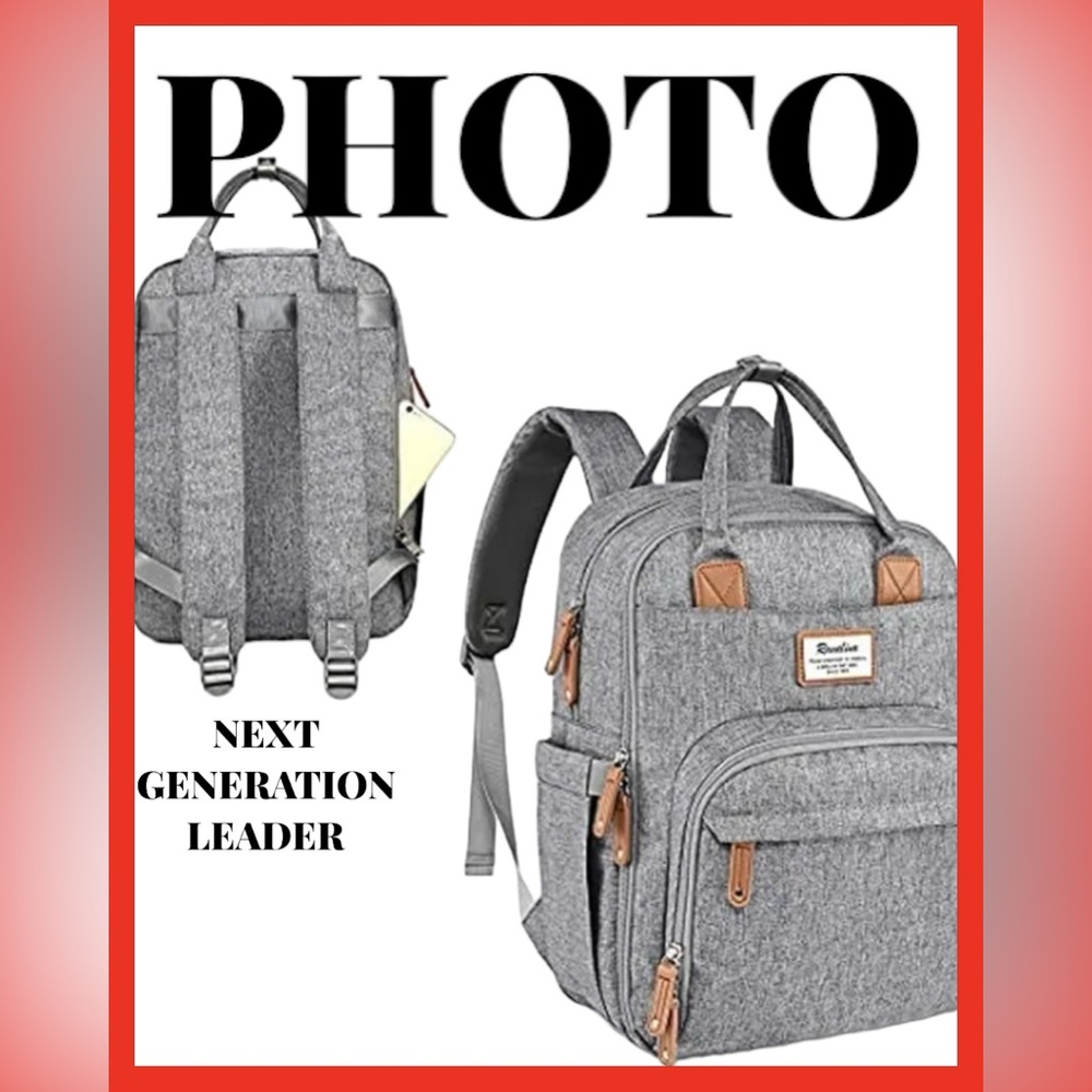 Diaper Bag Backpack, RUVALINO Multifunction Travel Back Pack Gray
